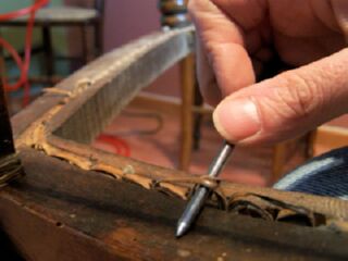 tapissier ameublement : chaises cannées fin XIXème siècle - tire crin