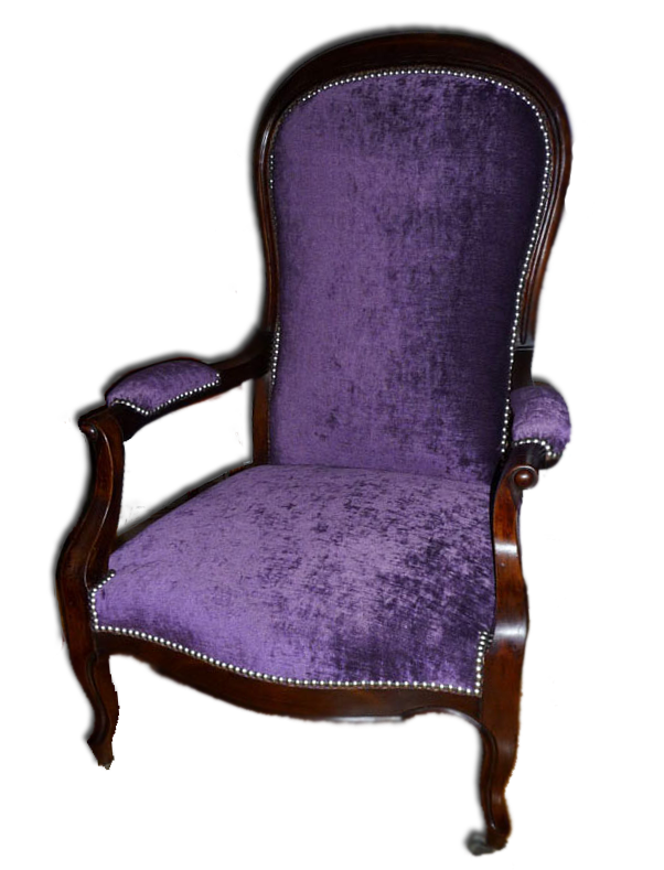 Fauteuil voltaire violet restauré